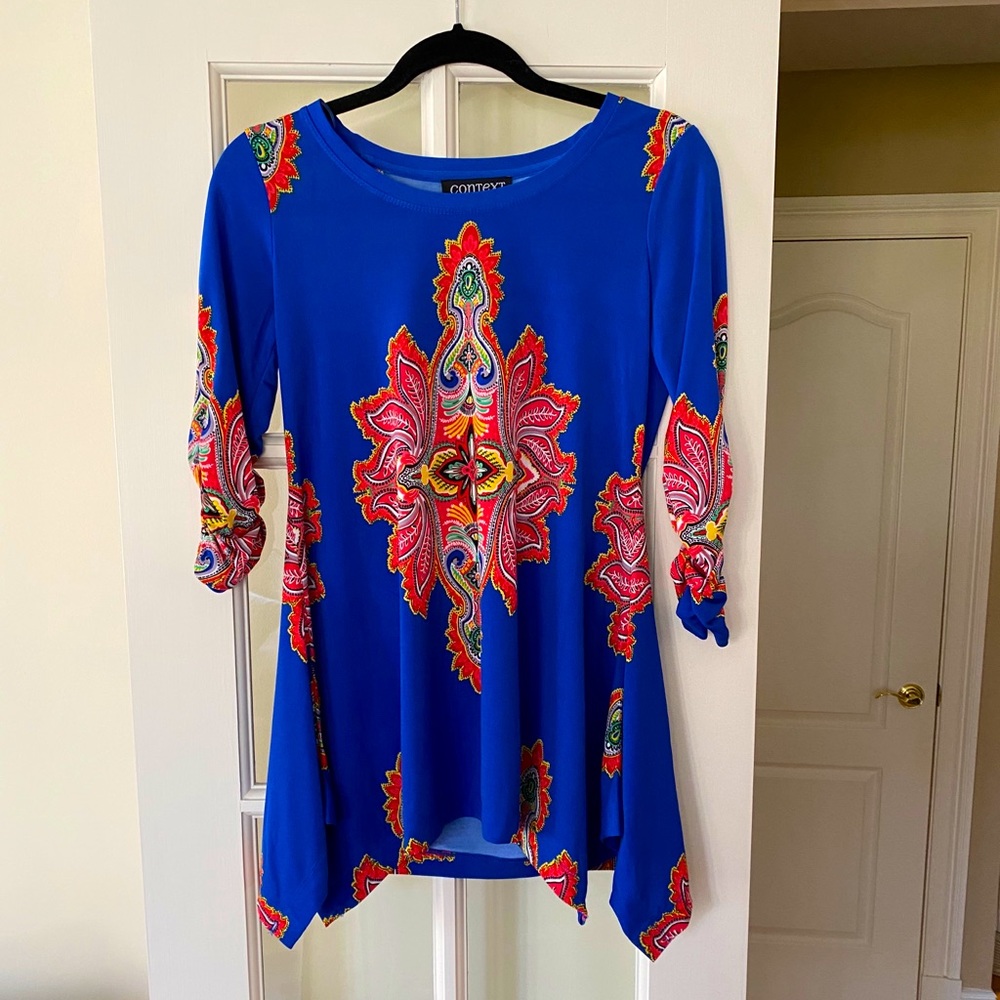 Context Tunic Top, Blue, Size XS, NWT